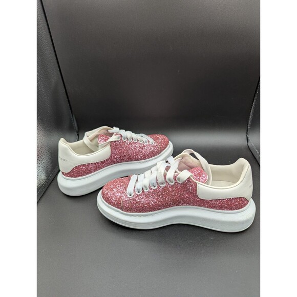 Alexander McQueen Womens Sz 8.5 EU 38.5 Pink Glitter Oversize Sneakers - Picture 8 of 14